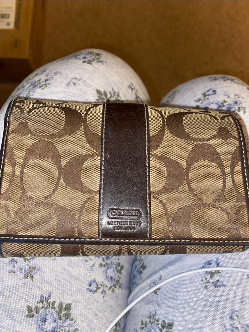 Coach Brown Signature Canvas Leather-Trim Wallet